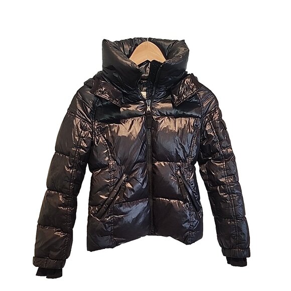 S13 Girls boys size 12 Black Down warm winter Puffer Jacket coat Removable Hood - Picture 1 of 10